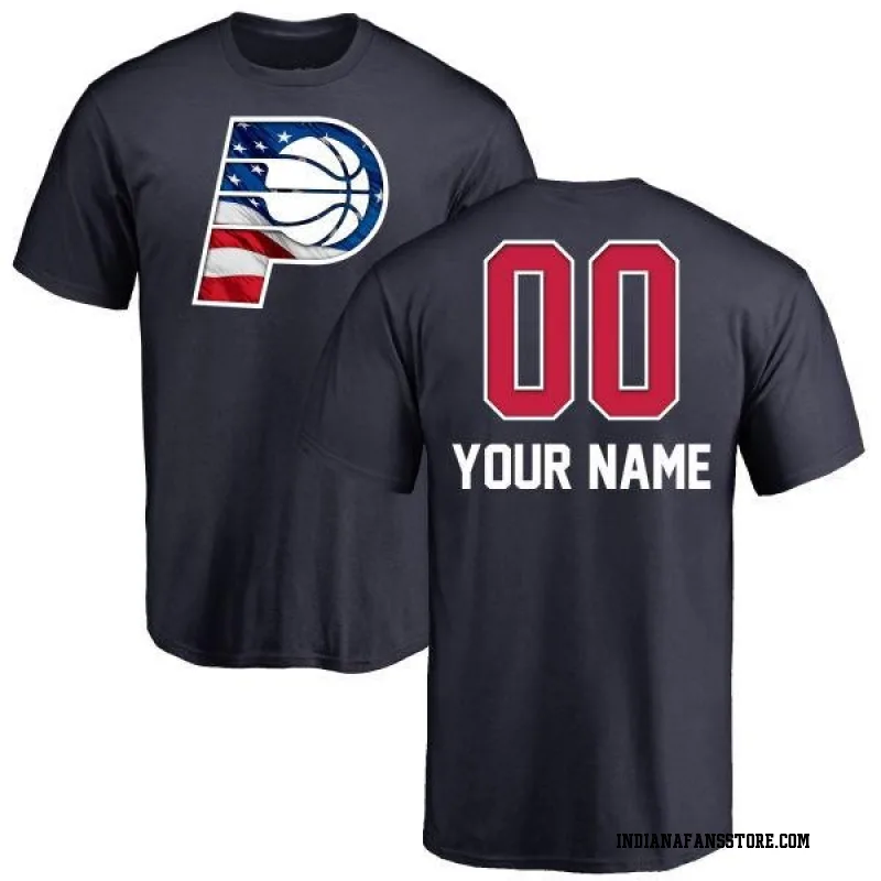 Navy Men's Custom Indiana Pacers Custom Name and Number Banner Wave T-Shirt