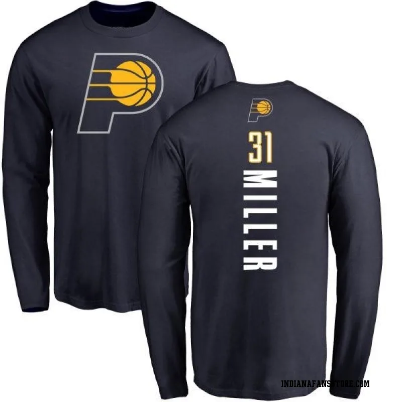 Navy Men's Reggie Miller Indiana Pacers Backer Long Sleeve T-Shirt