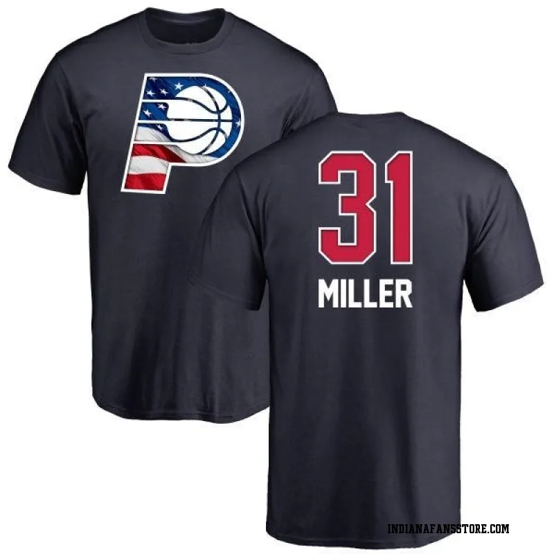 Navy Men's Reggie Miller Indiana Pacers Name and Number Banner Wave T-Shirt